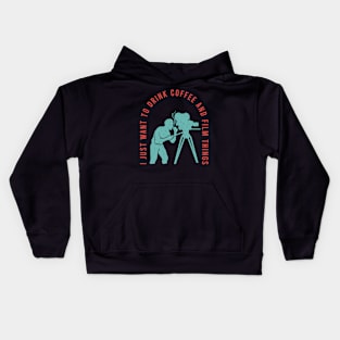 Filmmaker Costume for a Coffee Loving Film Editor Kids Hoodie